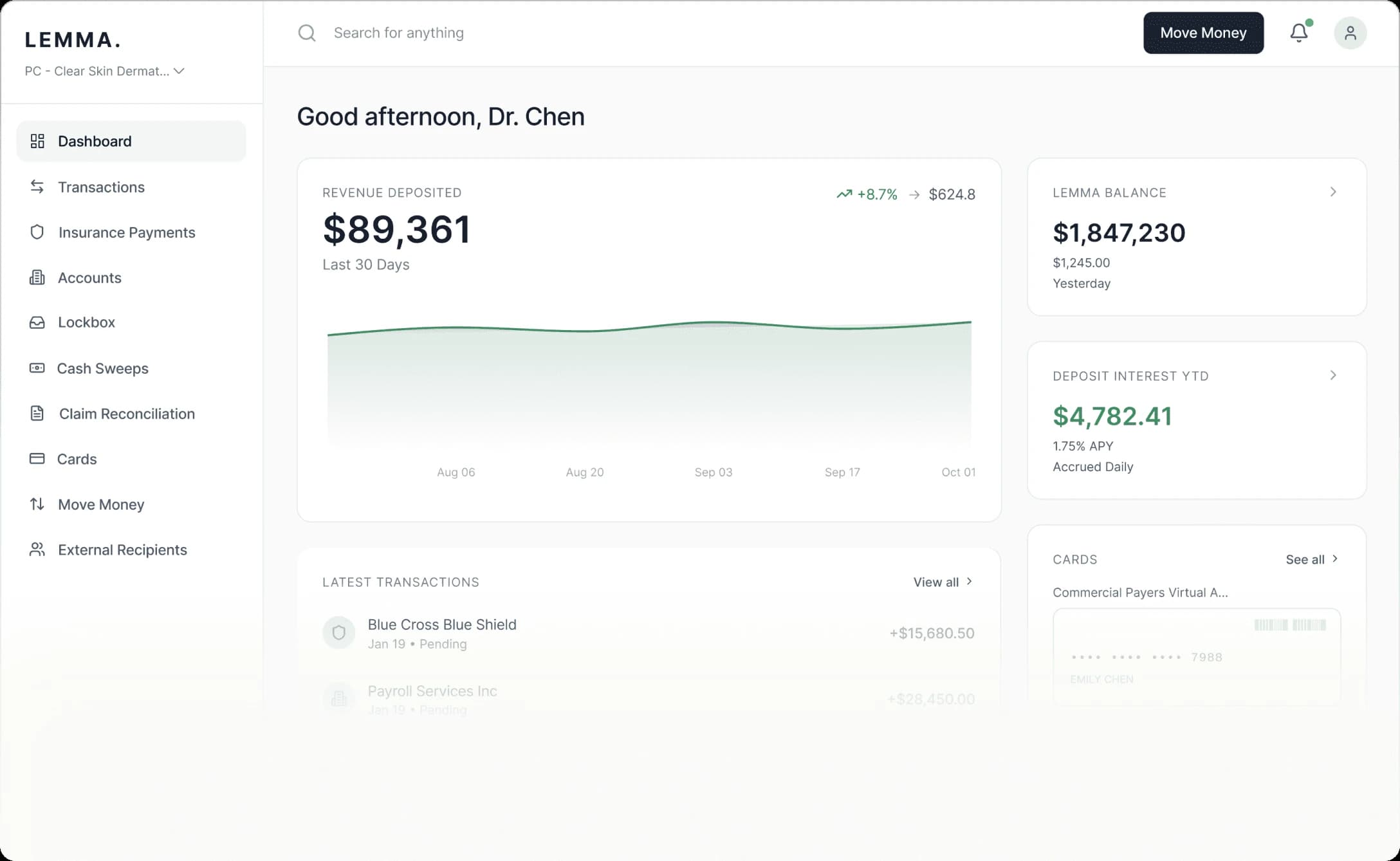 Lemma banking dashboard